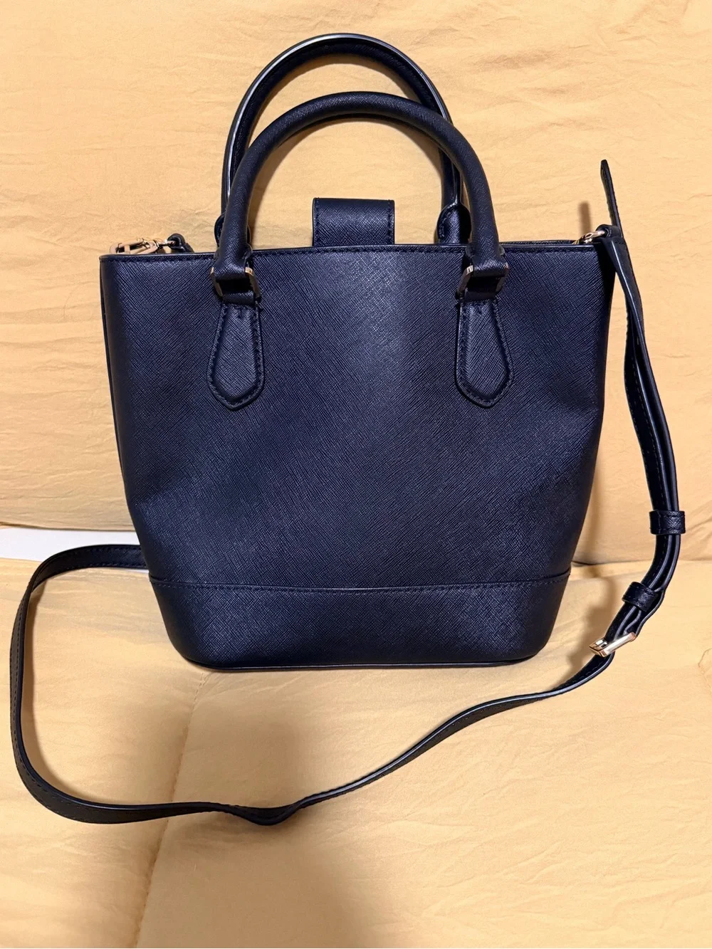 Tory Burch Black Saffiano Leather Satchel with Crossbody Strap